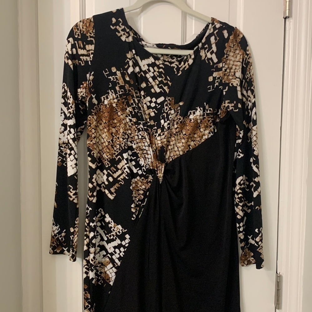 Tribal Medium black/brown  Animal print long sleeve 100” polyester dress